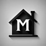 A logo white and the letter M turned into a house